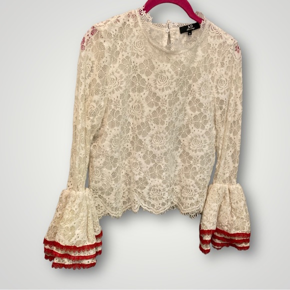 Alpha & Omega Lace Bell Sleeve Blouse - Picture 10 of 13